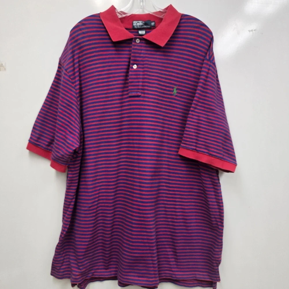 Polo By Ralph Lauren Shirt Mens 2XB Blue Red Green‎ Pony 2 Button Preppy Classic